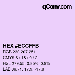 Color code: HEX #ECCFFB | qconv.com