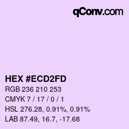 Color code: HEX #ECD2FD | qconv.com