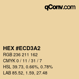 颜色代码: HEX #ECD3A2 | qconv.com