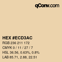 颜色代码: HEX #ECD3AC | qconv.com