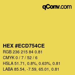 Color code: HEX #ECD754CE | qconv.com
