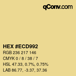 颜色代码: HEX #ECD992 | qconv.com
