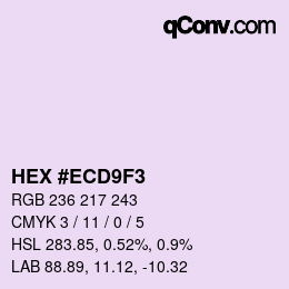 颜色代码: HEX #ECD9F3 | qconv.com