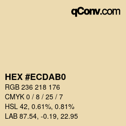 Color code: HEX #ECDAB0 | qconv.com