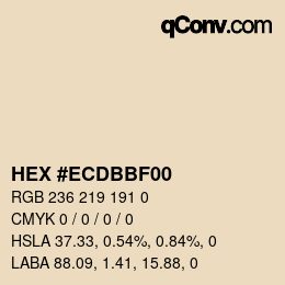 Color code: HEX #ECDBBF00 | qconv.com