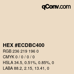 Color code: HEX #ECDBC400 | qconv.com