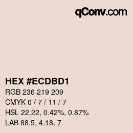 颜色代码: HEX #ECDBD1 | qconv.com