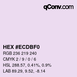 カラーコード: HEX #ECDBF0 | qconv.com