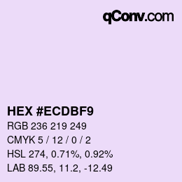 Color code: HEX #ECDBF9 | qconv.com