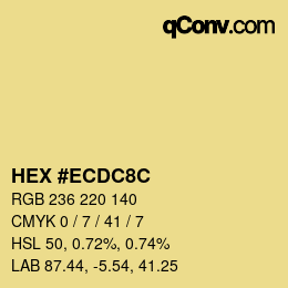 Color code: HEX #ECDC8C | qconv.com