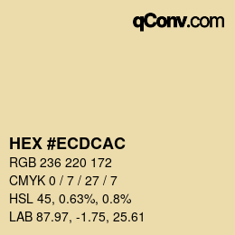 颜色代码: HEX #ECDCAC | qconv.com