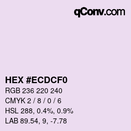 颜色代码: HEX #ECDCF0 | qconv.com