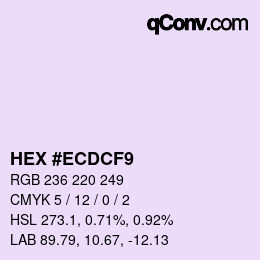 カラーコード: HEX #ECDCF9 | qconv.com