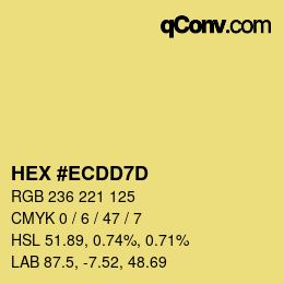 颜色代码: HEX #ECDD7D | qconv.com