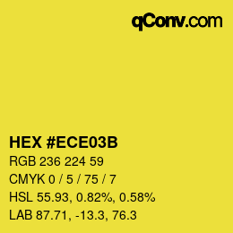 Color code: HEX #ECE03B | qconv.com