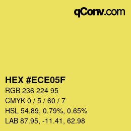 Color code: HEX #ECE05F | qconv.com