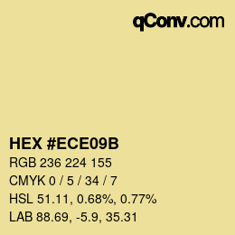 Color code: HEX #ECE09B | qconv.com
