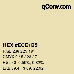 Color code: HEX #ECE1B5 | qconv.com