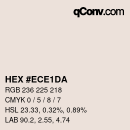 Color code: HEX #ECE1DA | qconv.com