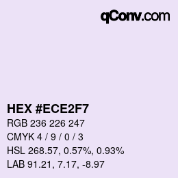 Color code: HEX #ECE2F7 | qconv.com