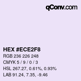 Color code: HEX #ECE2F8 | qconv.com