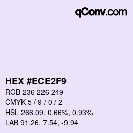 颜色代码: HEX #ECE2F9 | qconv.com