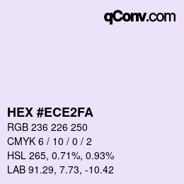 Color code: HEX #ECE2FA | qconv.com