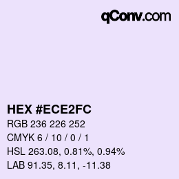 Color code: HEX #ECE2FC | qconv.com