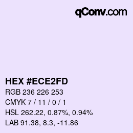 Farbcode: HEX #ECE2FD | qconv.com