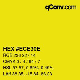 Color code: HEX #ECE30E | qconv.com