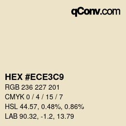 Code couleur: HEX #ECE3C9 | qconv.com