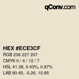 Color code: HEX #ECE3CF | qconv.com