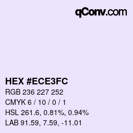 Color code: HEX #ECE3FC | qconv.com