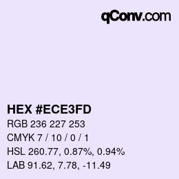 颜色代码: HEX #ECE3FD | qconv.com