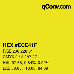 Color code: HEX #ECE41F | qconv.com