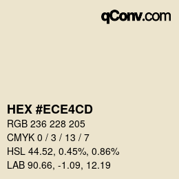 颜色代码: HEX #ECE4CD | qconv.com