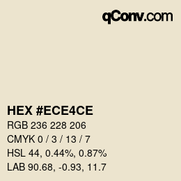 カラーコード: HEX #ECE4CE | qconv.com