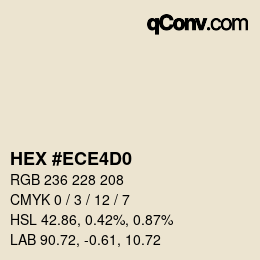 Farbcode: HEX #ECE4D0 | qconv.com