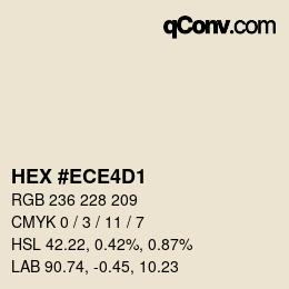 Color code: HEX #ECE4D1 | qconv.com