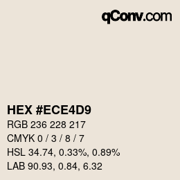 カラーコード: HEX #ECE4D9 | qconv.com