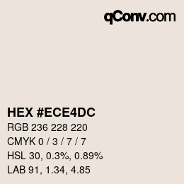 カラーコード: HEX #ECE4DC | qconv.com