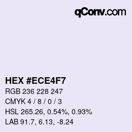 カラーコード: HEX #ECE4F7 | qconv.com