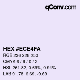 Color code: HEX #ECE4FA | qconv.com