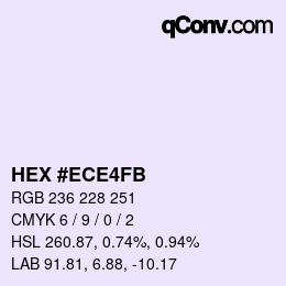 カラーコード: HEX #ECE4FB | qconv.com