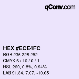颜色代码: HEX #ECE4FC | qconv.com