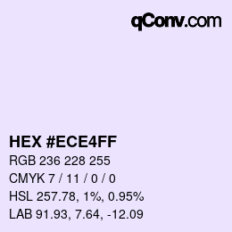 Color code: HEX #ECE4FF | qconv.com