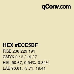 Color code: HEX #ECE5BF | qconv.com