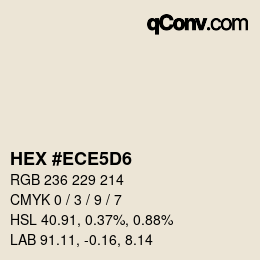 Color code: HEX #ECE5D6 | qconv.com