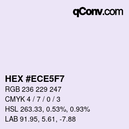 颜色代码: HEX #ECE5F7 | qconv.com