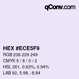 カラーコード: HEX #ECE5F9 | qconv.com